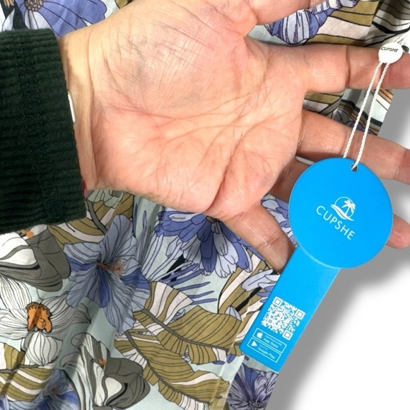 CUPSHE Print Halter Backless Mid Calf Beach Dress, Lavender Floral, Size Medium - Picture 9 of 15